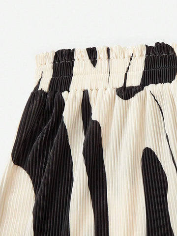 Unity Graphic Print Paperbag Waist Plisse Shorts