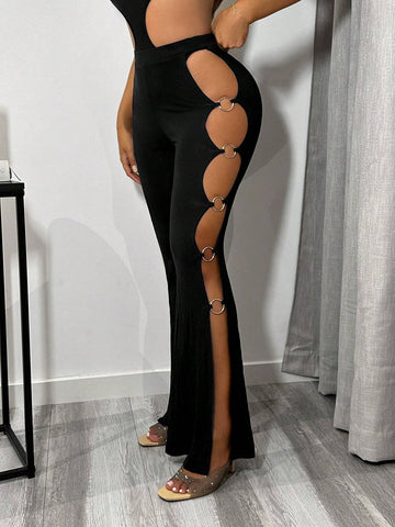 SXY Cut Out Split Side Flare Leg Pants