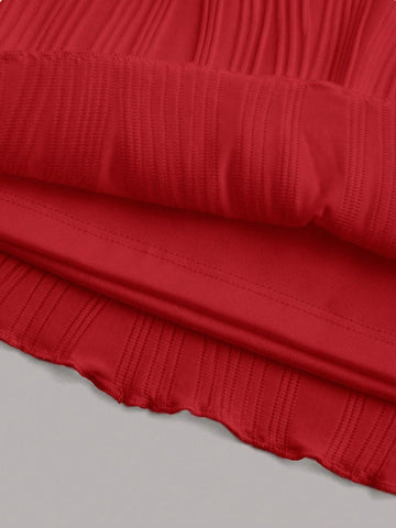 Twist Front Asymmetrical Hem Crop Tube Top & Bodycon Skirt