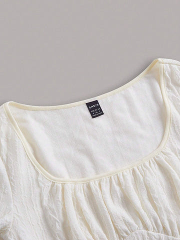 ICON Ruched Bust Lettuce Trim Crop Tee