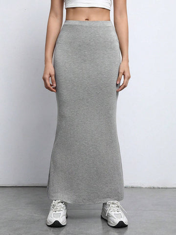 EZwear Solid Mermaid Hem Skirt