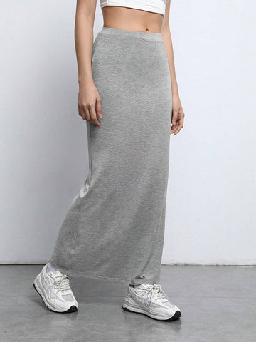 EZwear Solid Mermaid Hem Skirt