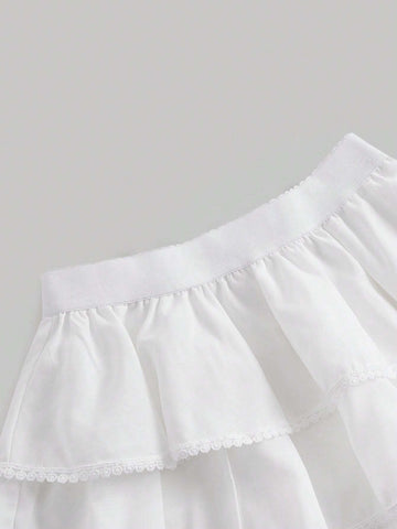 MOD Contrast Lace Layer Hem Skirt