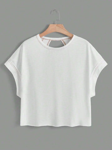Cut Out Back Batwing Sleeve Tee