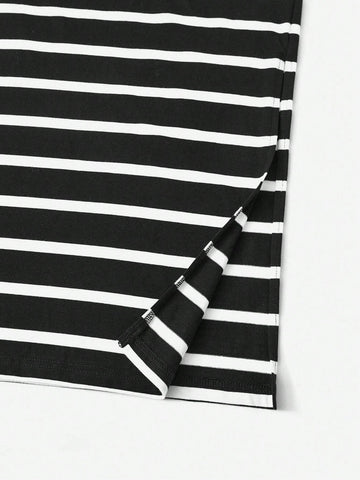 Striped Cami Top & Split Thigh Skirt