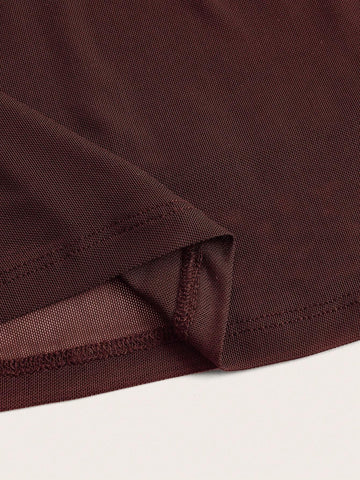 EZwear Solid Mesh Overlay Skirt