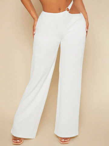 SXY Solid Cut Out Waist Pants