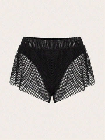 ICON Solid Fishnet Overlay Shorts