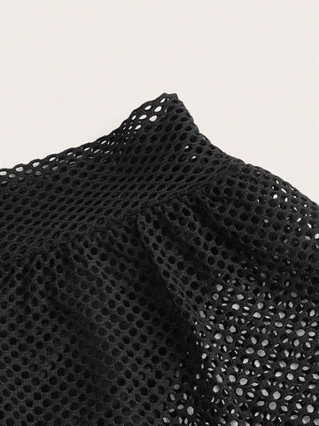 ICON Solid Fishnet Overlay Shorts