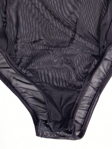 Solid Mesh Cami Bodysuit