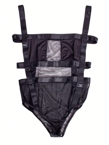 Solid Mesh Cami Bodysuit