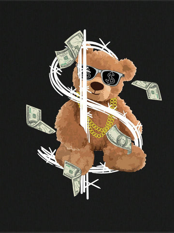 EZwear Bear Print Drop Shoulder Tee