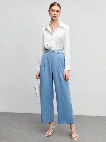 Solid Button Front Shirt