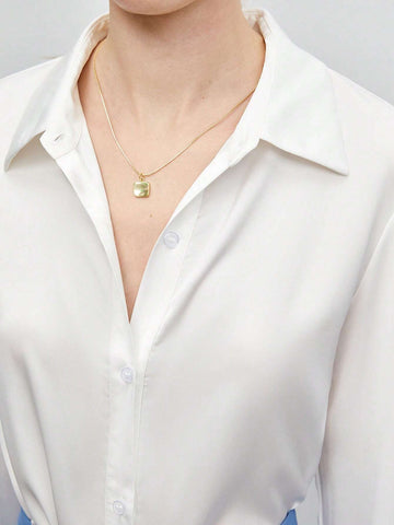 Solid Button Front Shirt