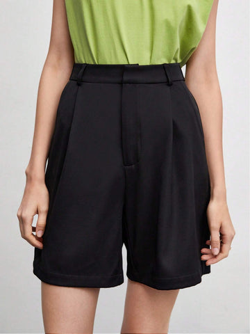 BIZwear Fold Pleated Wide Leg Shorts Without Belt