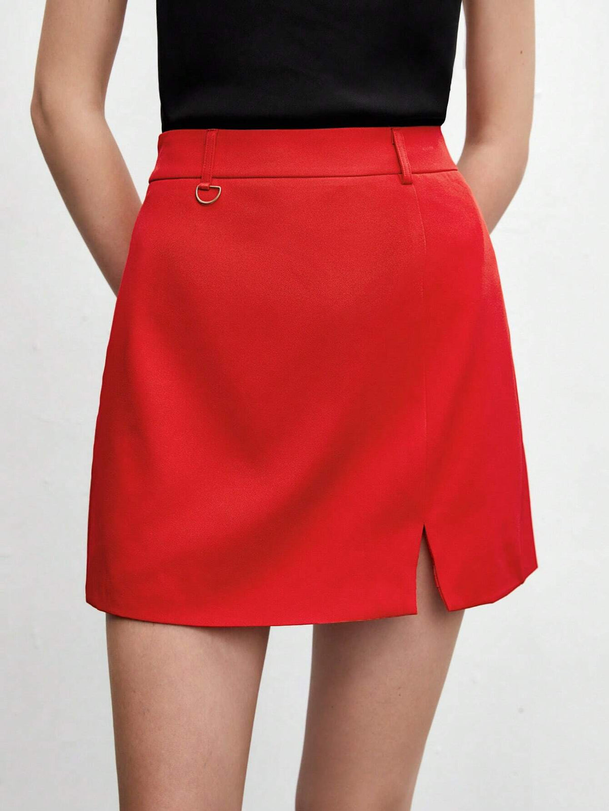 BIZwear Solid Split Hem Skirt