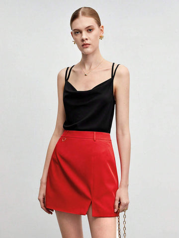 BIZwear Solid Split Hem Skirt
