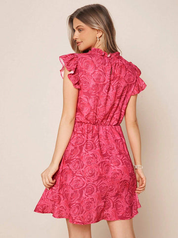 EMERY ROSE Floral Print Ruffle Trim Dress