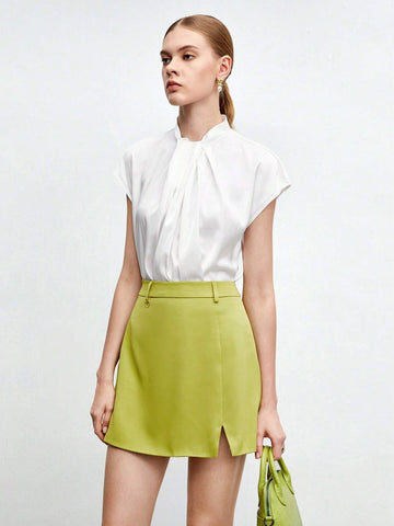 BIZwear Solid Split Hem Skirt