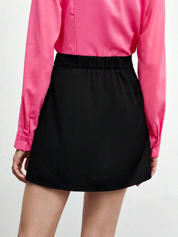 BIZwear Solid Split Hem Skirt