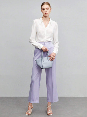 Solid Button Front Shirt