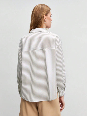 Striped Print Drop Shoulder Shirt