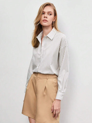 Striped Print Drop Shoulder Shirt