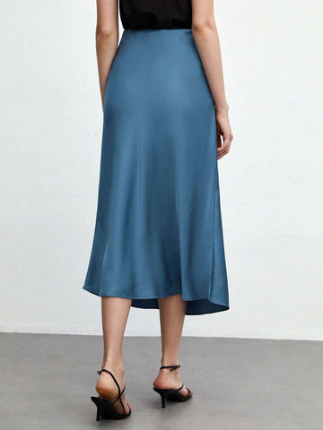 BIZwear Solid A-line Satin Skirt