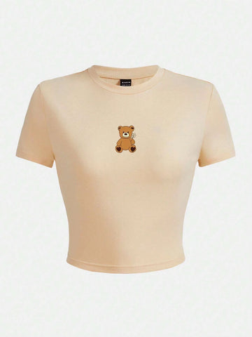 EZwear Bear Print Crop Tee