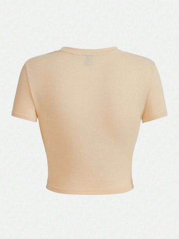 Figure & Slogan Graphic Crop Tee