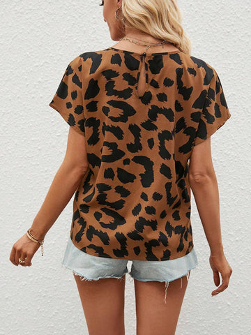 Allover Print Batwing Sleeve Blouse