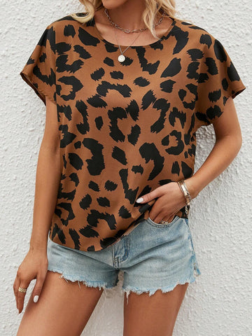 Allover Print Batwing Sleeve Blouse