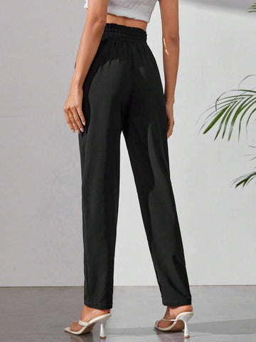 Tall Drawstring Paperbag Waist Slant Pocket Pants