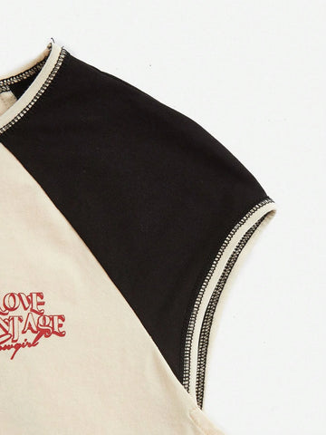 EZwear Figure & Letter Graphic Raglan Sleeve Crop Tee