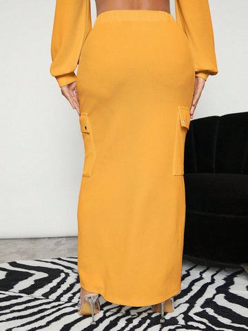 SXY Flap Pocket Solid Skirt