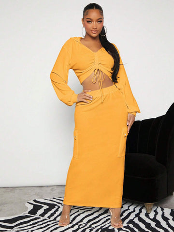 SXY Flap Pocket Solid Skirt