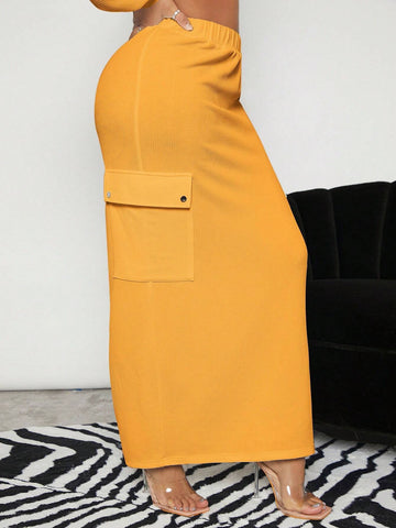 SXY Flap Pocket Solid Skirt