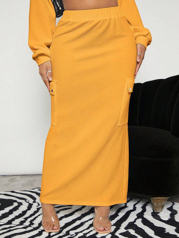 SXY Flap Pocket Solid Skirt