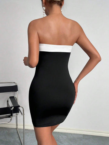 Contrast Trim Tube Bodycon Dress