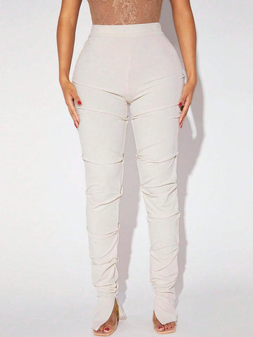 SXY High Waist Split Hem Stacked Pants
