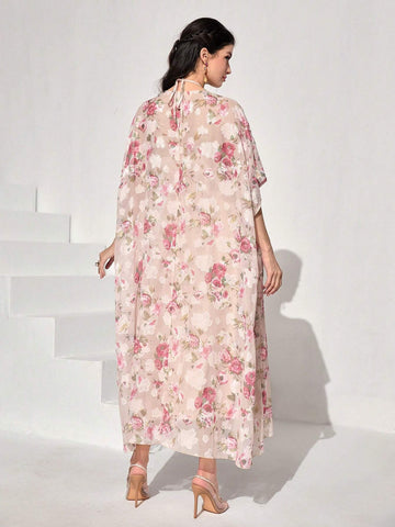 Floral Print Halter Dress & Open Front Coat