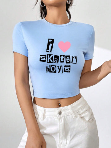 EZwear Heart & Slogan Graphic Tee