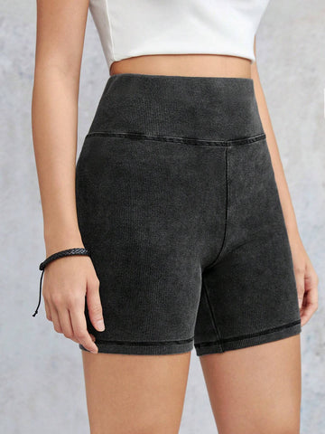 EZwear Wideband Waist Solid Biker Shorts