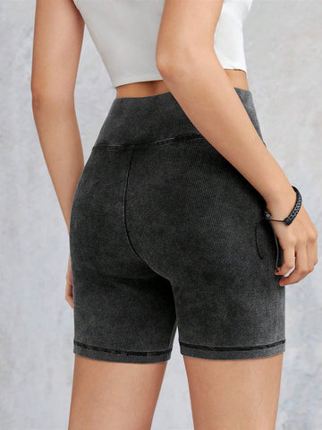 EZwear Wideband Waist Solid Biker Shorts