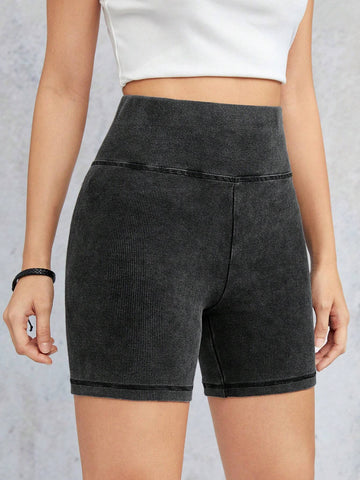 EZwear Wideband Waist Solid Biker Shorts