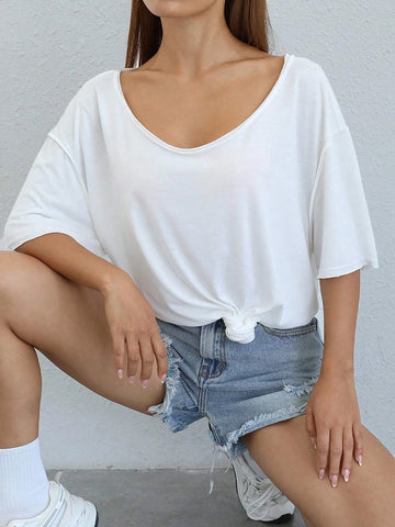 Solid Drop Shoulder Tee