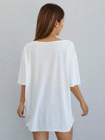 Solid Drop Shoulder Tee