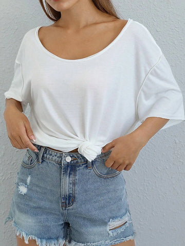 Solid Drop Shoulder Tee