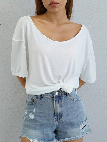 Solid Drop Shoulder Tee