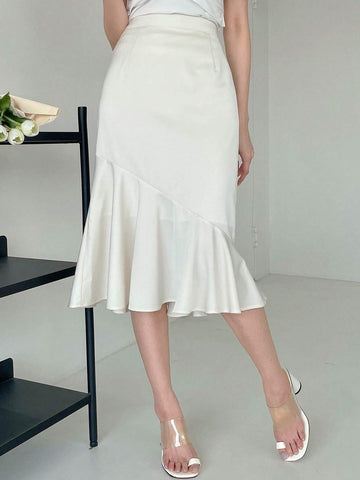 DAZY High Waist Ruffle Hem Skirt